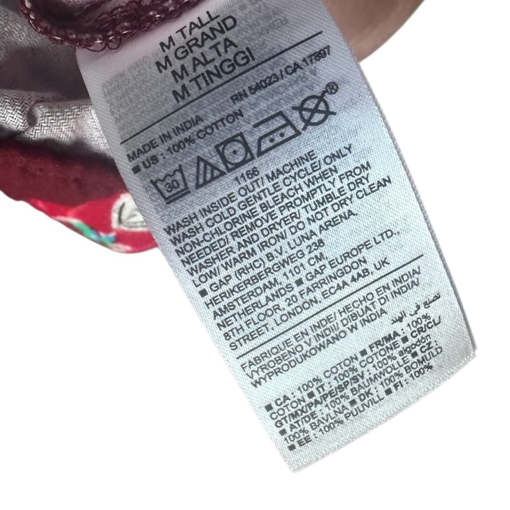 Old Navy Pajama Pants Santa and Trees Print Burgundy Flannel Size M Tall NWT - Picture 7 of 7